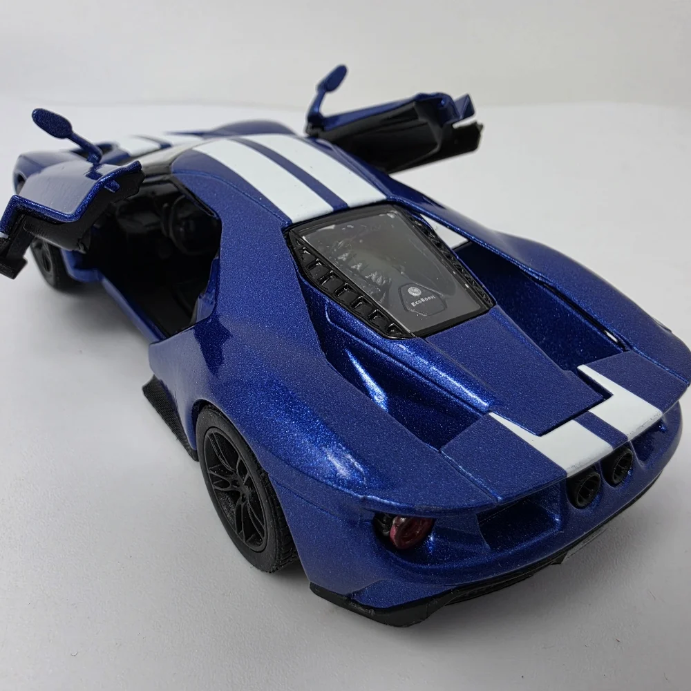 Kinsmart Ford GT Blue White Racing Stripes Race Car